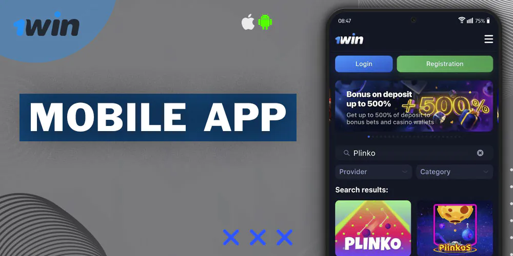 Play Plinko in the 1Win smartphone application.